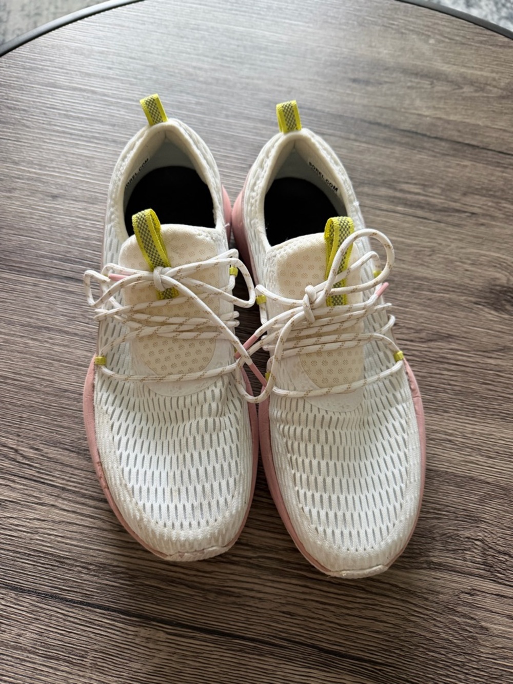 Sorel Women's White and Pink Athletic Sneakers with Yellow Accents